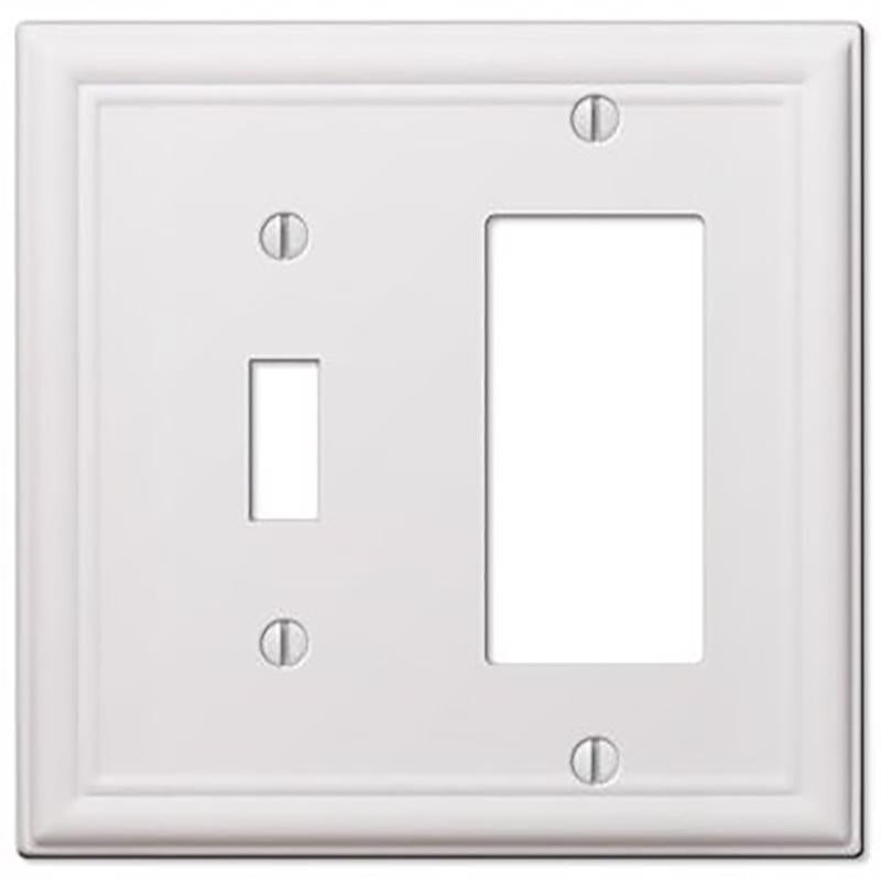 Amerelle Chelsea White 2 gang Stamped Steel Decorator/Toggle Wall Plate 1 pk