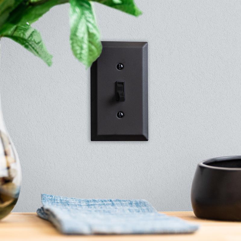 Amerelle Century Matte Black 2 gang Stamped Steel Duplex Wall Plate 1 pk