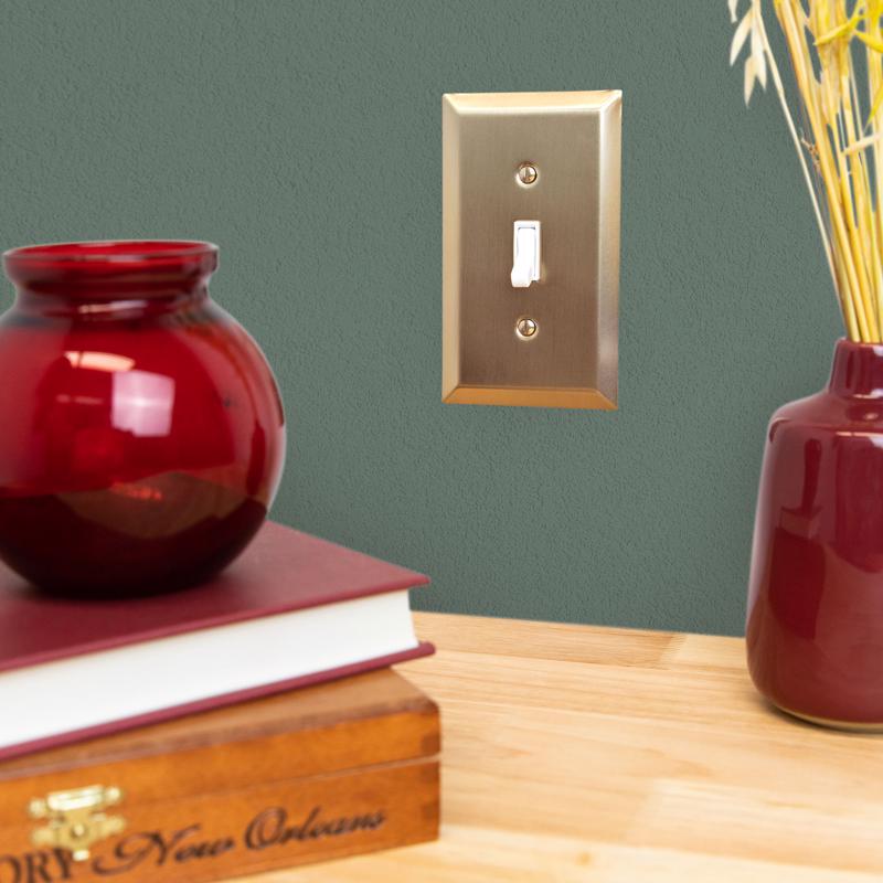 Amerelle Century Satin Brass 1 gang Stamped Steel Toggle Wall Plate 1 pk