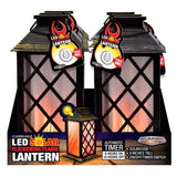 Blazing LEDz 9 in. Solar Power Plastic Carriage Flicker Flame Assorted Flameless Lantern