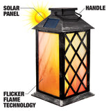 Blazing LEDz 9 in. Solar Power Plastic Carriage Flicker Flame Assorted Flameless Lantern