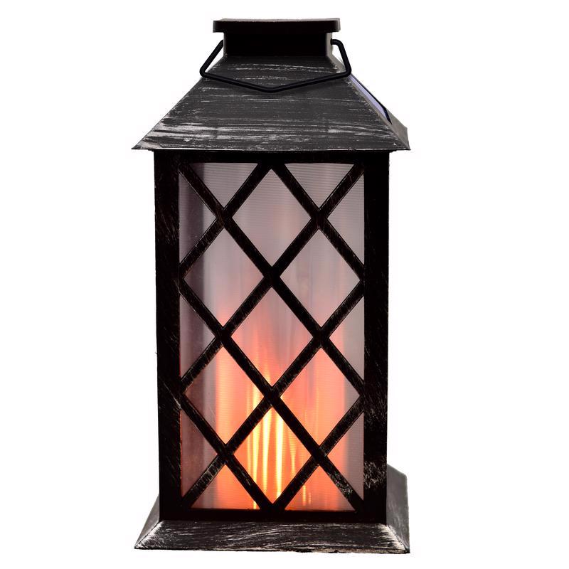 Blazing LEDz 9 in. Solar Power Plastic Carriage Flicker Flame Assorted Flameless Lantern