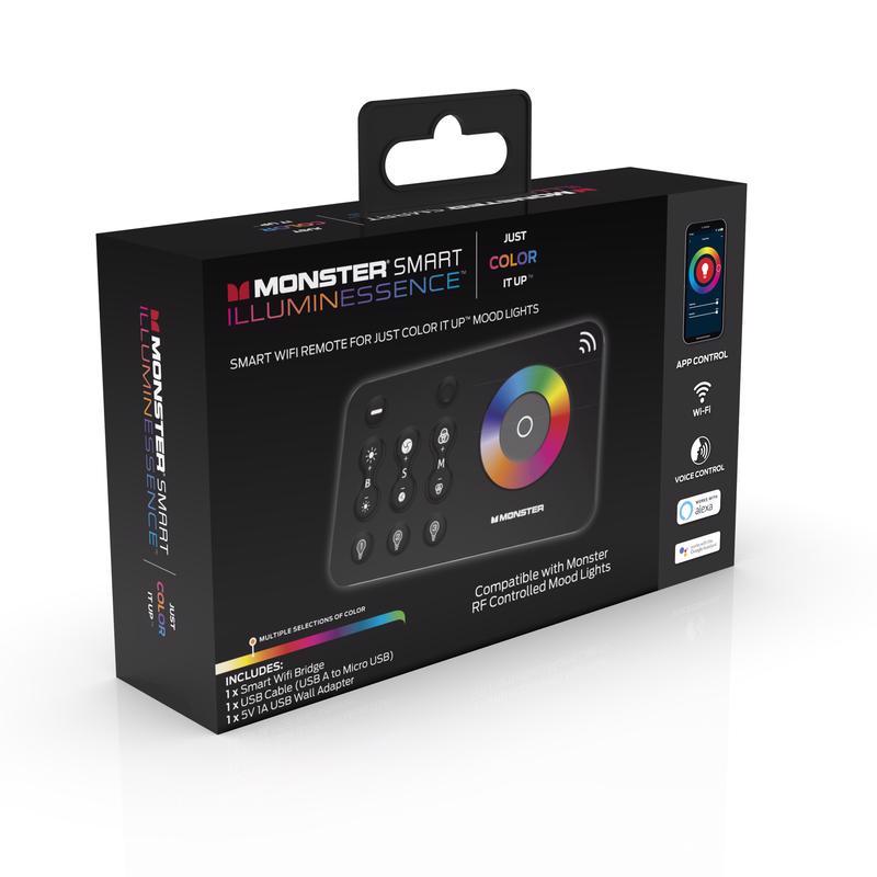Monster Just Color It Up Wireless Smart-Enabled Mood Light Bridge Black 1 pk