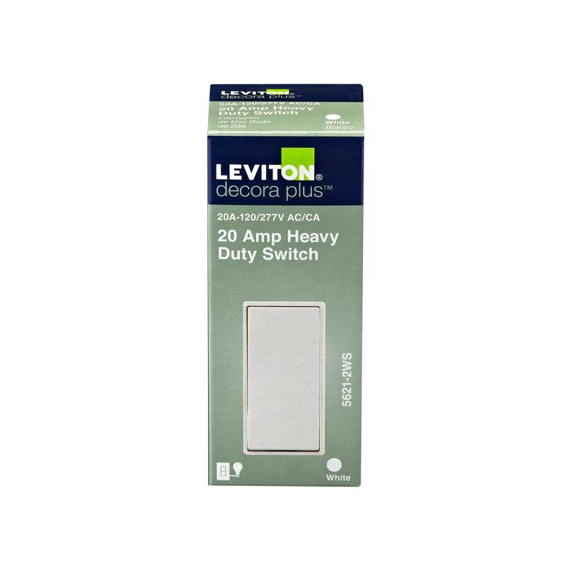 Leviton Decora Plus 20 amps Antimicrobial Treated Rocker AC Quiet Switch White 1 pk