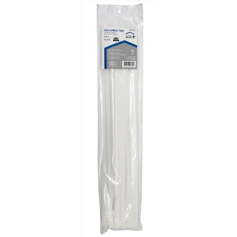 Home Plus 18 in. L White Cable Tie 50 pk