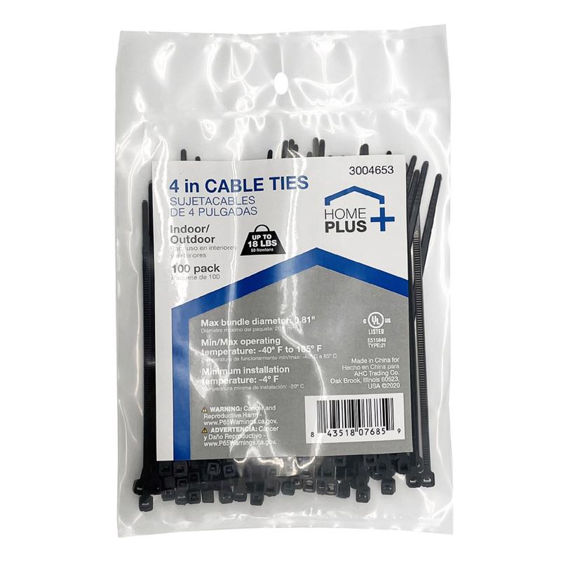 Home Plus 4 in. L Black Cable Tie 100 pk