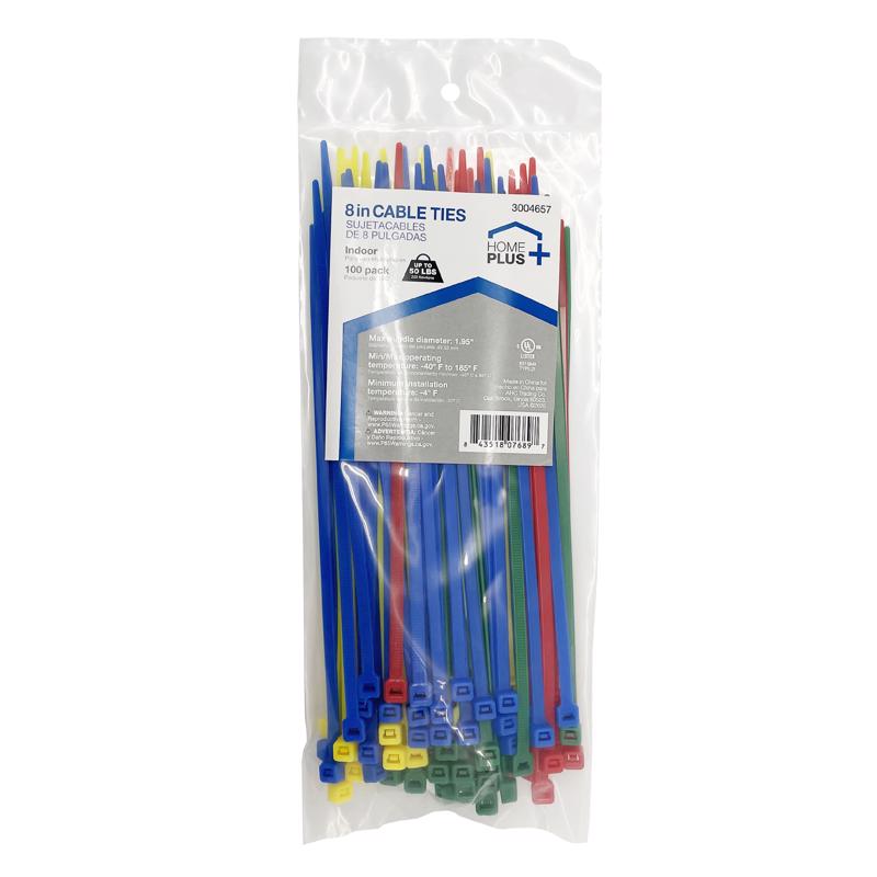 Home Plus 8 in. L Multicolored Cable Tie 100 pk