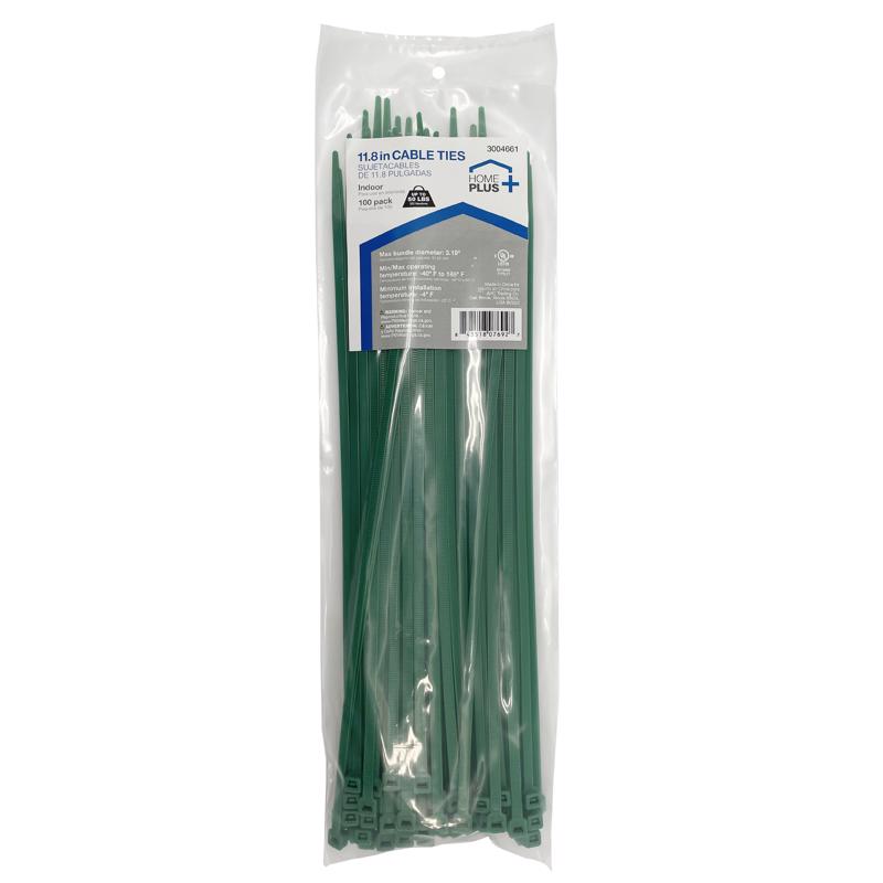 Home Plus 11.8 in. L Green Cable Tie 100 pk