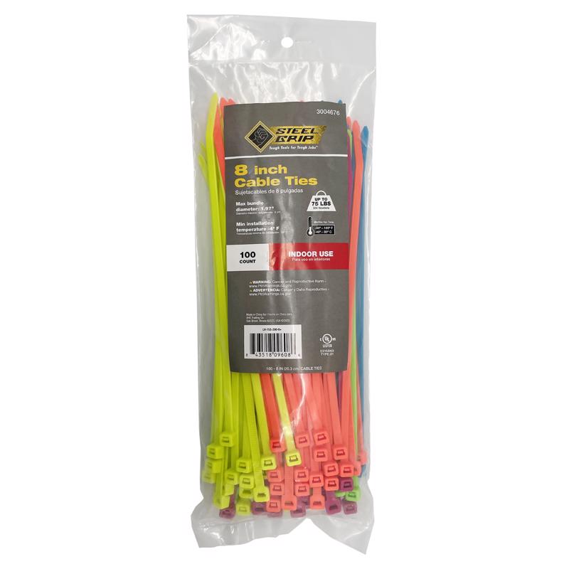 Steel Grip 8 in. L Assorted Cable Tie 100 pk