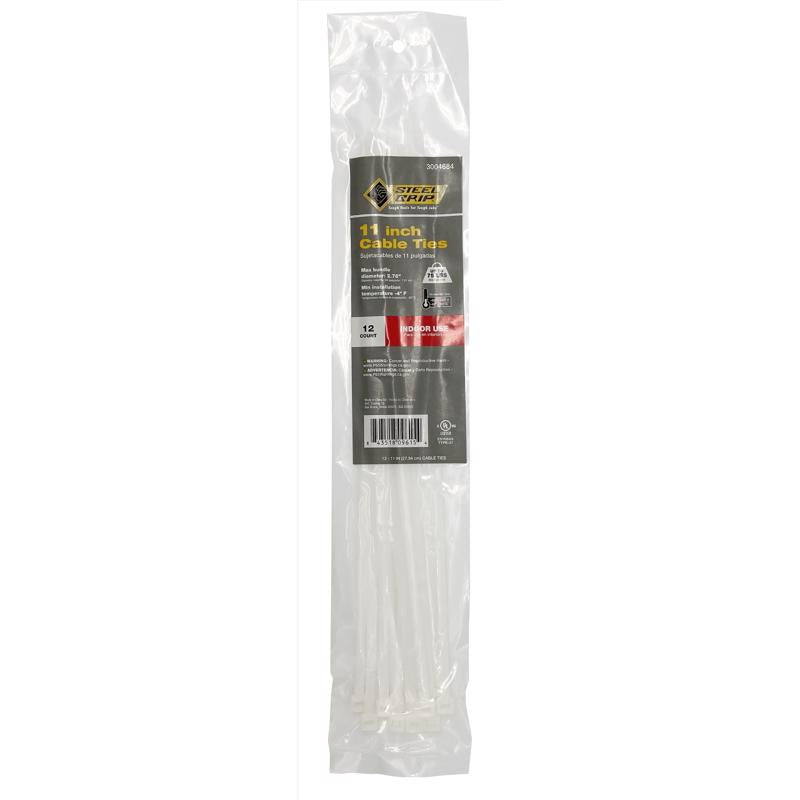 Steel Grip 11 in. L White Cable Tie 12 pk