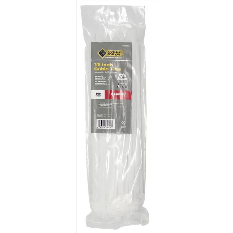 Steel Grip 11 in. L White Cable Tie 100 pk