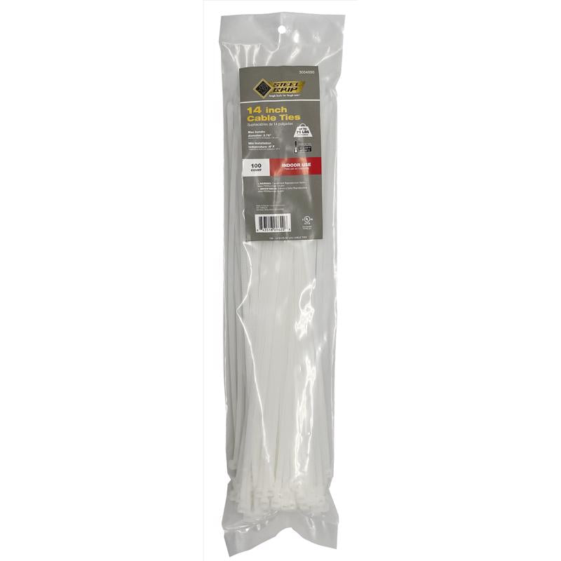 Steel Grip 14 in. L White Cable Tie 100 pk