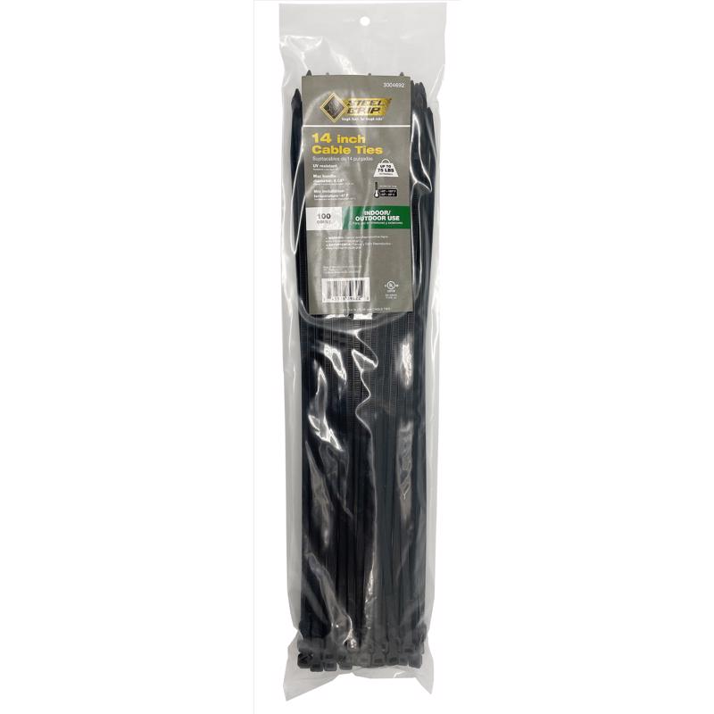 Steel Grip 14 in. L Black Cable Tie 100 pk