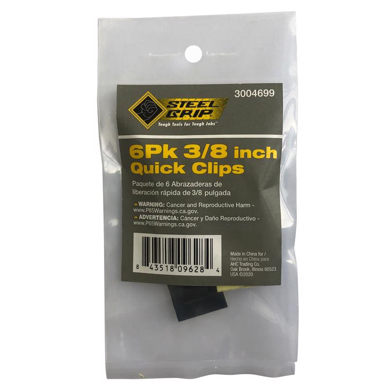 QUICK CLIP 3/8"D BLK 6PK