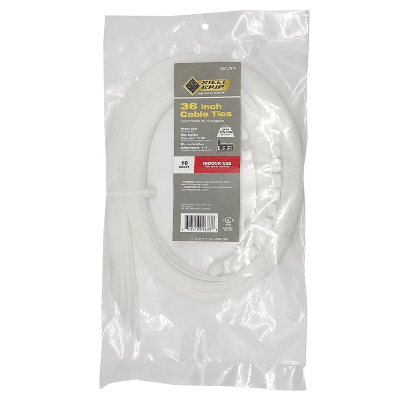 Steel Grip 36 in. L White Cable Tie 10 pk