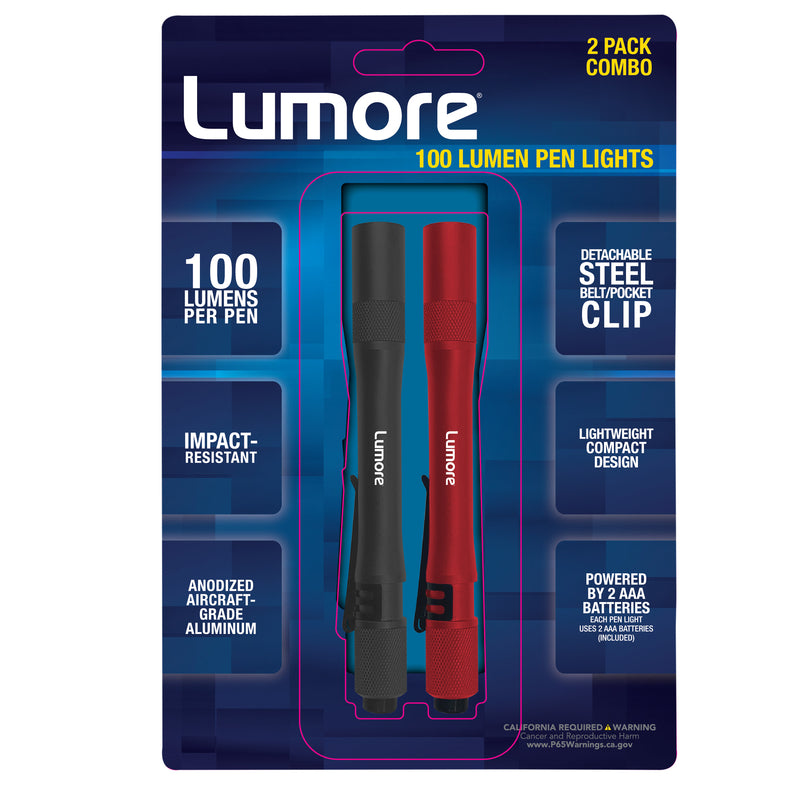 Lumore 100 lm Black/Red LED Pen Light AAA Battery