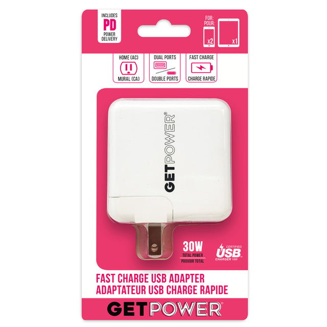 DUAL USB AC ADAPTER WHT