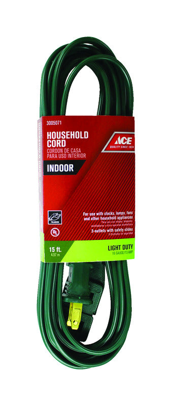 CORD EXTN 16/2 GREEN 15'