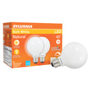 Sylvania Natural G25 E26 (Medium) LED Bulb Soft White 40 Watt Equivalence 2 pk