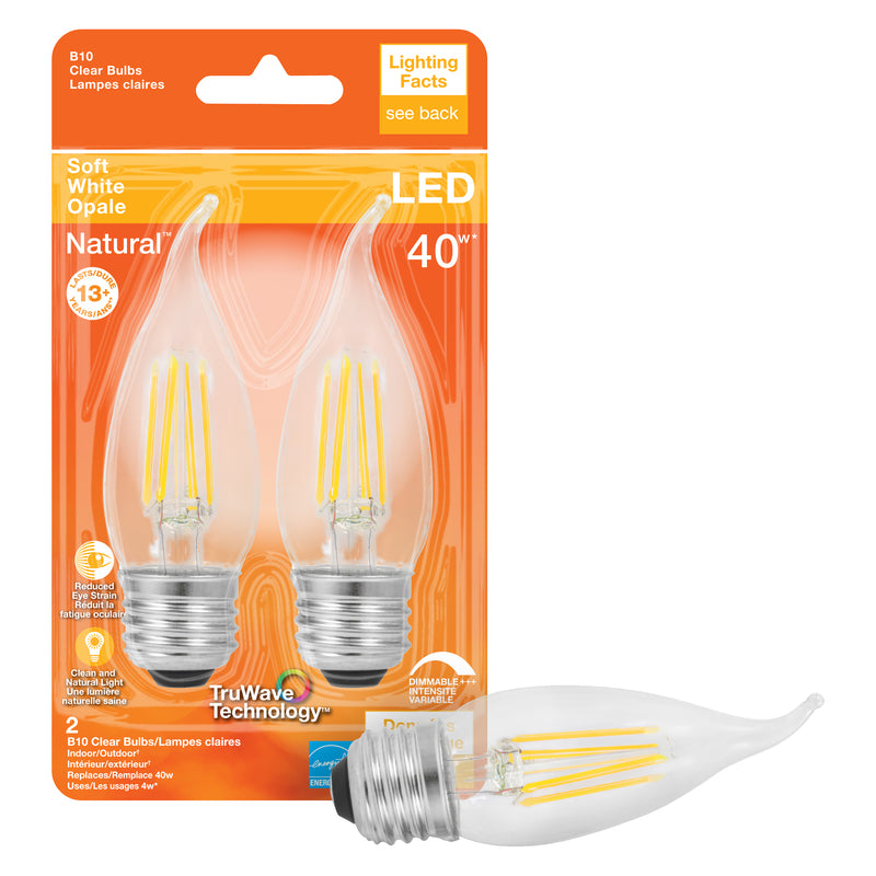 Sylvania Natural B10 E26 (Medium) LED Bulb Soft White 40 Watt Equivalence 2 pk