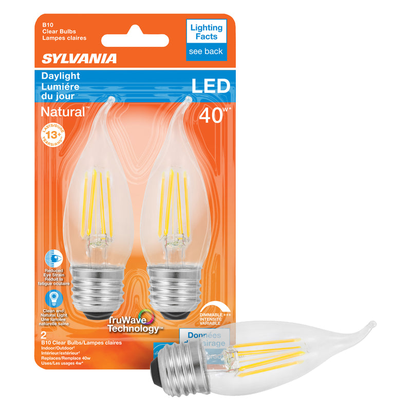 Sylvania Natural B10 E26 (Medium) LED Bulb Daylight 40 Watt Equivalence 2 pk