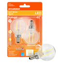 Sylvania Natural G16.5 E12 (Candelabra) LED Bulb Soft White 40 Watt Equivalence 2 pk