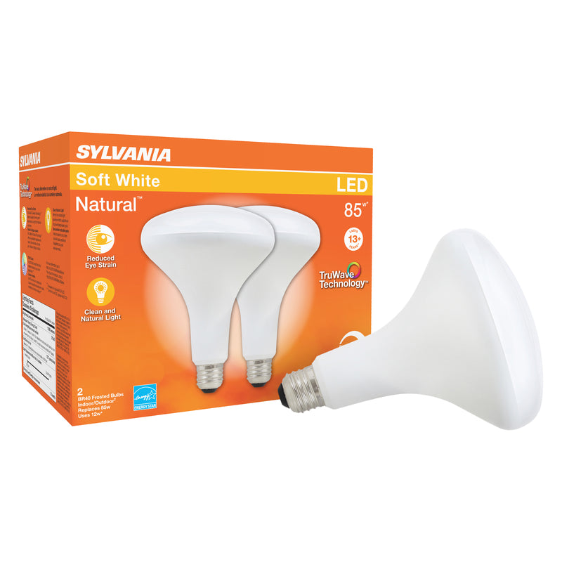 Sylvania Natural BR40 E26 (Medium) LED Floodlight Bulb Soft White 85 Watt Equivalence 2 pk