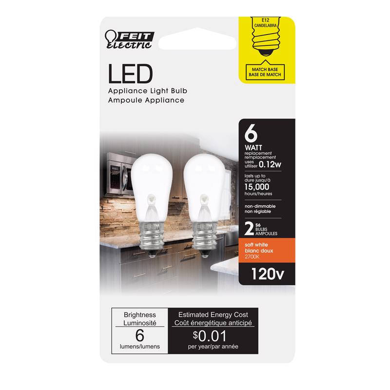 LED S6 E12 SW 6W 2PK