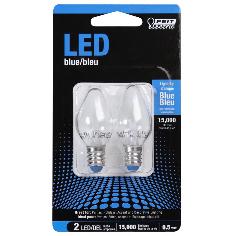 LED C7 E12 BLUE .5W 2PK