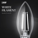 Feit White Filament BA10 E12 (Candelabra) Filament LED Bulb Daylight 60 Watt Equivalence 2 pk