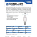 Feit White Filament BA10 E12 (Candelabra) Filament LED Bulb Daylight 60 Watt Equivalence 2 pk