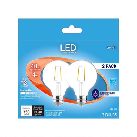 LED G25 E26 DL 40W 2PK