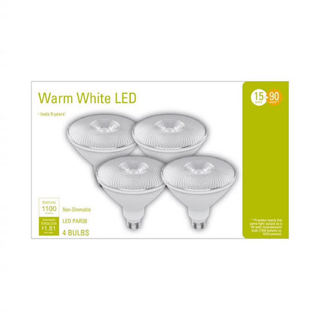 LED PAR38 E26 WW 90W 4PK