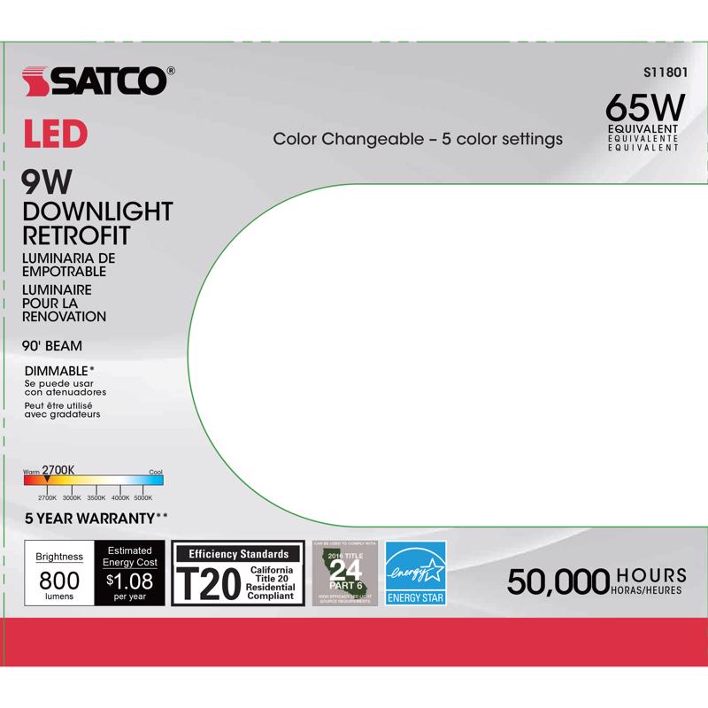 Satco Nuvo White 5-6 in. W Plastic LED Retrofit Recessed Lighting 9 W