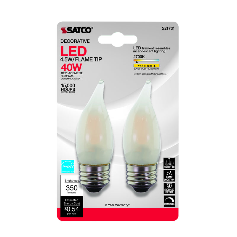 LED CA10 E26 WW 40W 2PK