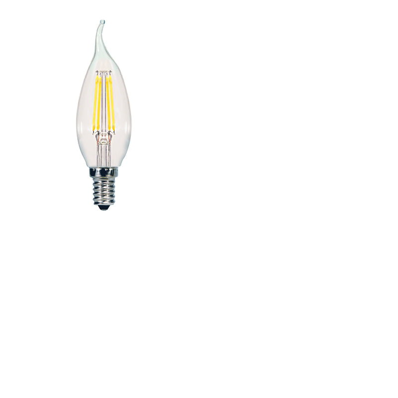 Satco CA10 (Flame Tip) E12 (Candelabra) LED Bulb Warm White 40 Watt Equivalence 2 pk