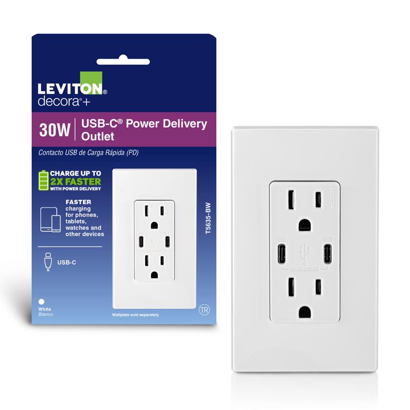 DUPLEX TYPE C OUTLET WHT