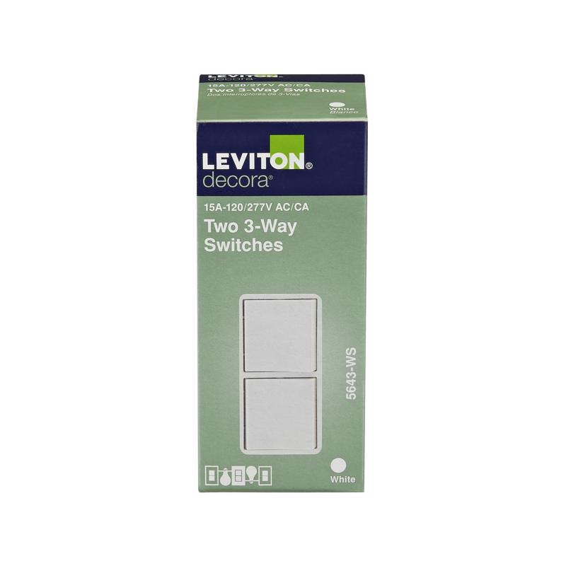 Leviton Decora 15 amps 3-Way Rocker Switch White 1 pk