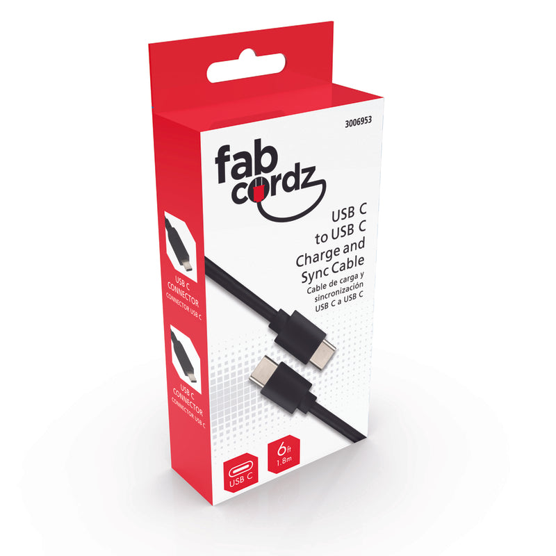 Fabcordz Type C to Type C Cable 6 ft. Black