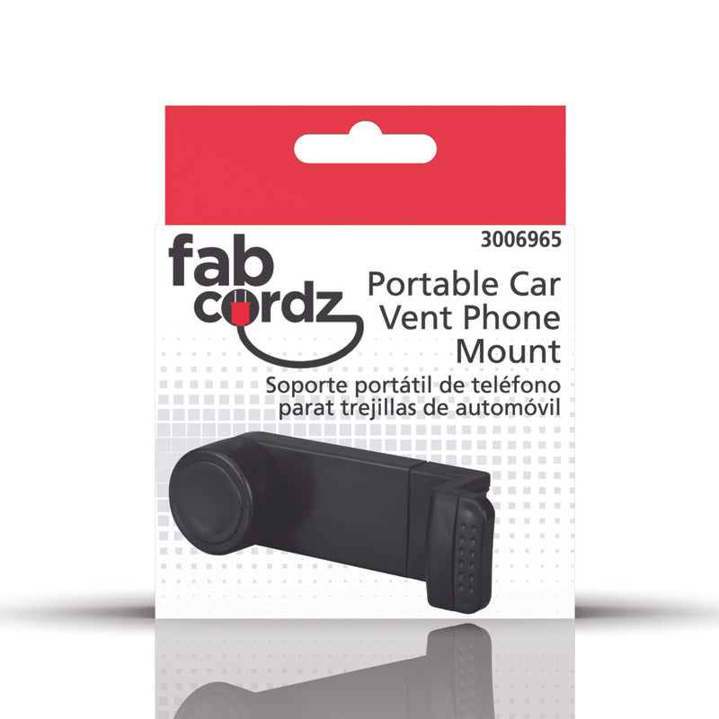 Fabcordz Black Vent Cell Phone Car Vent Mount For All Mobile Devices