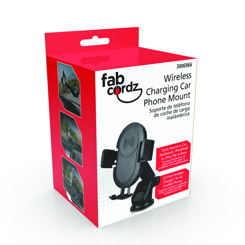 Fabcordz Black Dashboard Wireless Charger and Phone Holder For All Mobile Devices