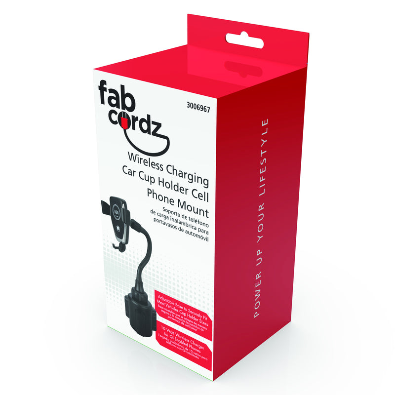 Fabcordz Black Cup Holder Wireless Charger and Phone Holder For All Mobile Devices