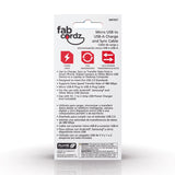 Fabcordz Micro to USB Charge and Sync Cable 3 ft. Black