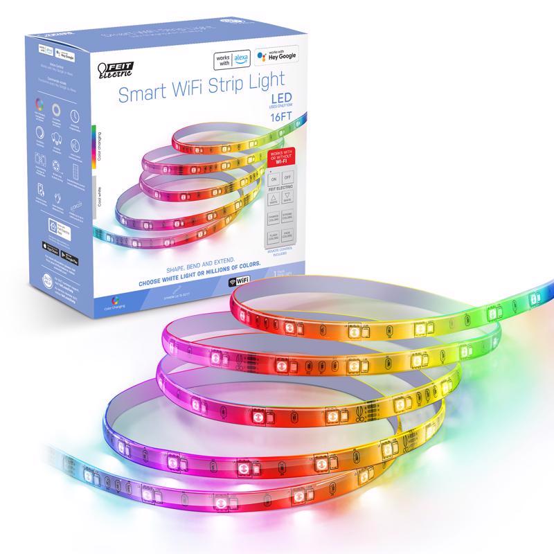 Feit Smart Home 16 ft. L Color Changing Plug-In LED Smart-Enabled Light Strip 1 pk