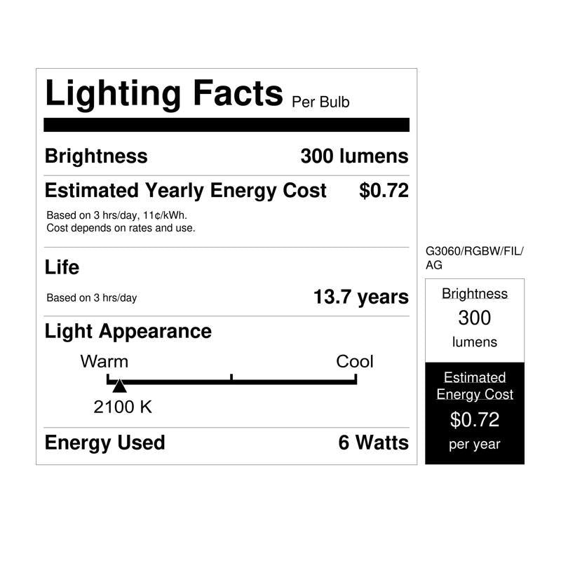 Feit Smart Home G30 E26 (Medium) Smart-Enabled LED Bulb Color Changing 60 Watt Equivalence 1 pk