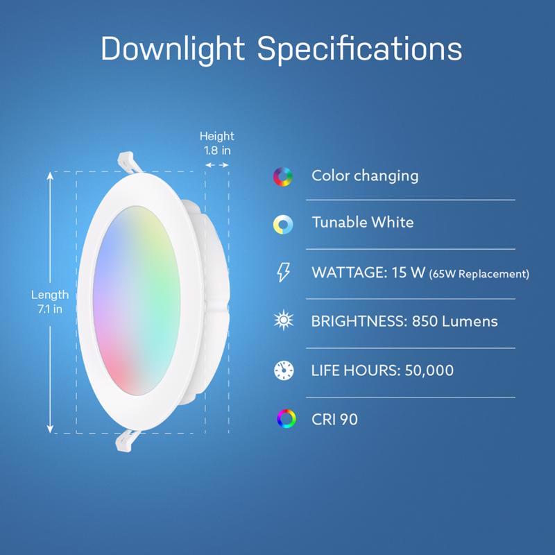 Feit Smart Home Frost White 6 in. W Aluminum LED Smart-Enabled Canless Recessed Downlight 15 W