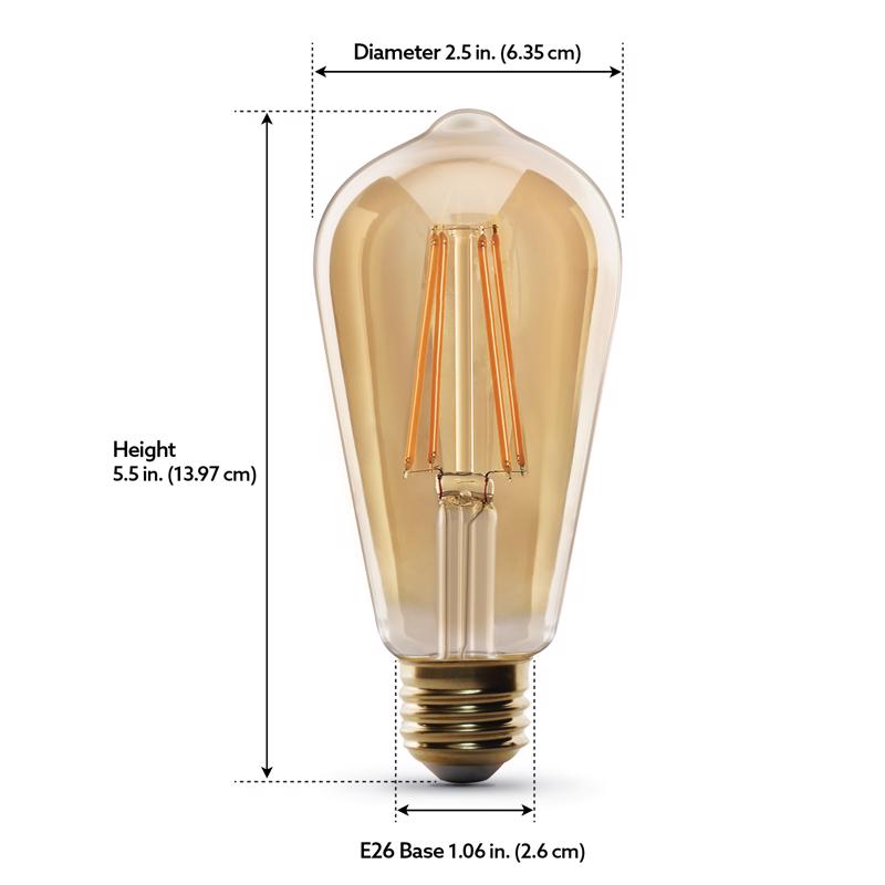 Feit Smart Home ST19 E26 (Medium) Smart-Enabled LED Bulb Amber 60 Watt Equivalence 1 pk