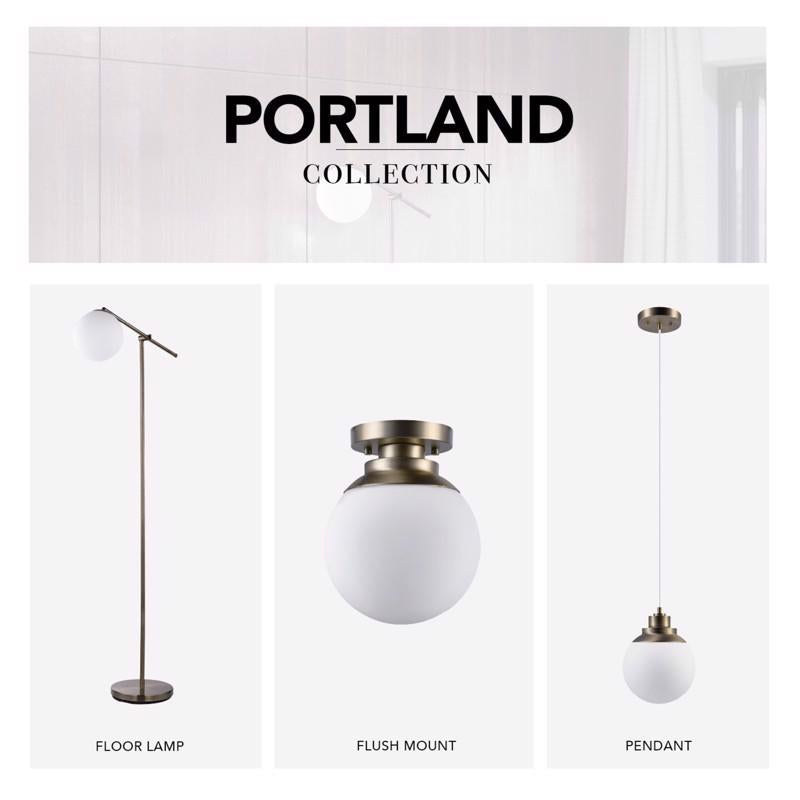 Globe Electric Portland 9.91 in. H X 8 in. W X 8 in. L Brass White Ceiling Light