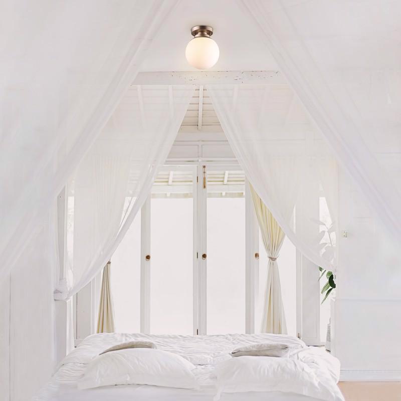 Globe Electric Portland 9.91 in. H X 8 in. W X 8 in. L Brass White Ceiling Light
