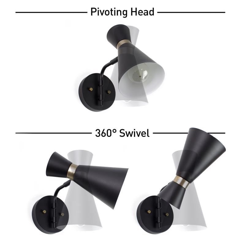 Globe Electric Belmont 1-Light Satin Black Hourglass Wall Sconce